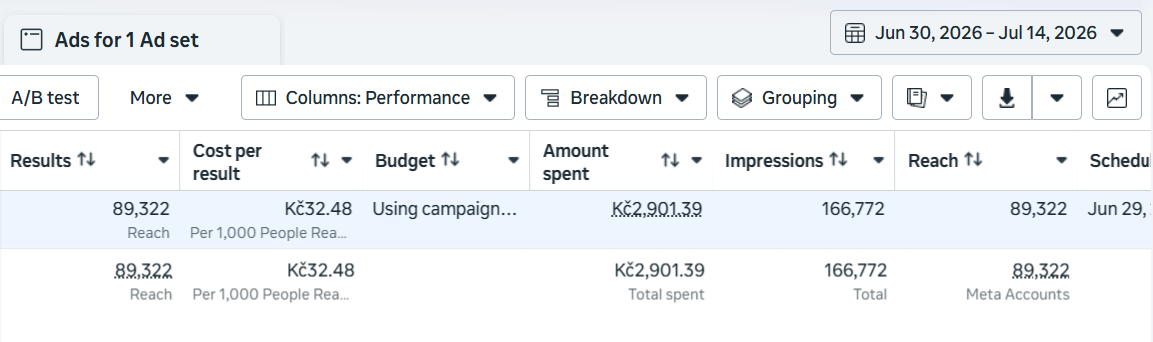 Meta Ads awareness campaign reach and impressions